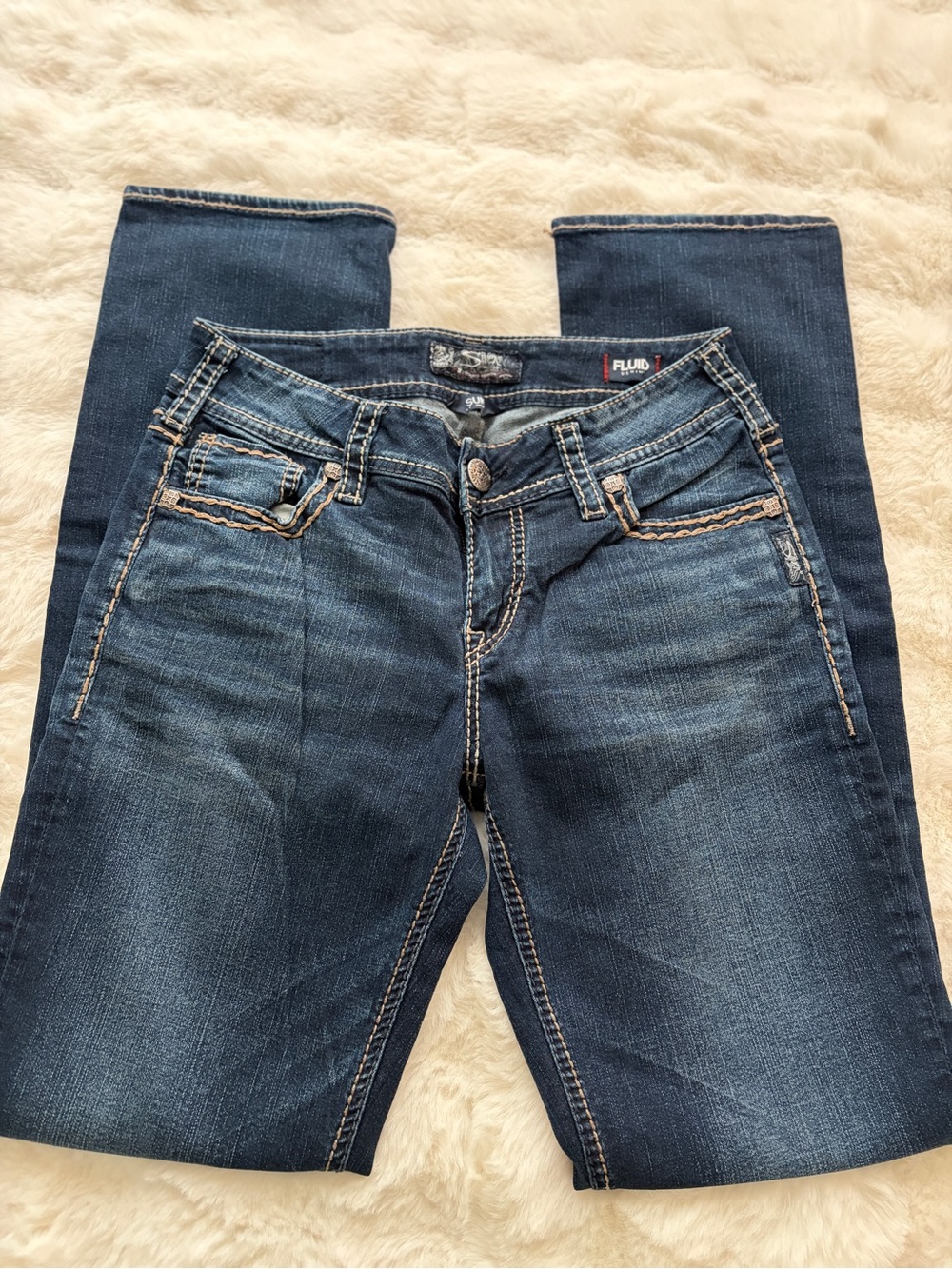 Silver Jeans Medium Blue Bootcut Women's Jeans with Contrast Stitching